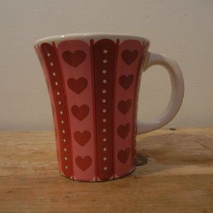 Hallmark Ceramic Mug Love Hearts Valentine Dots Red Pink White Dishwasher Safe
